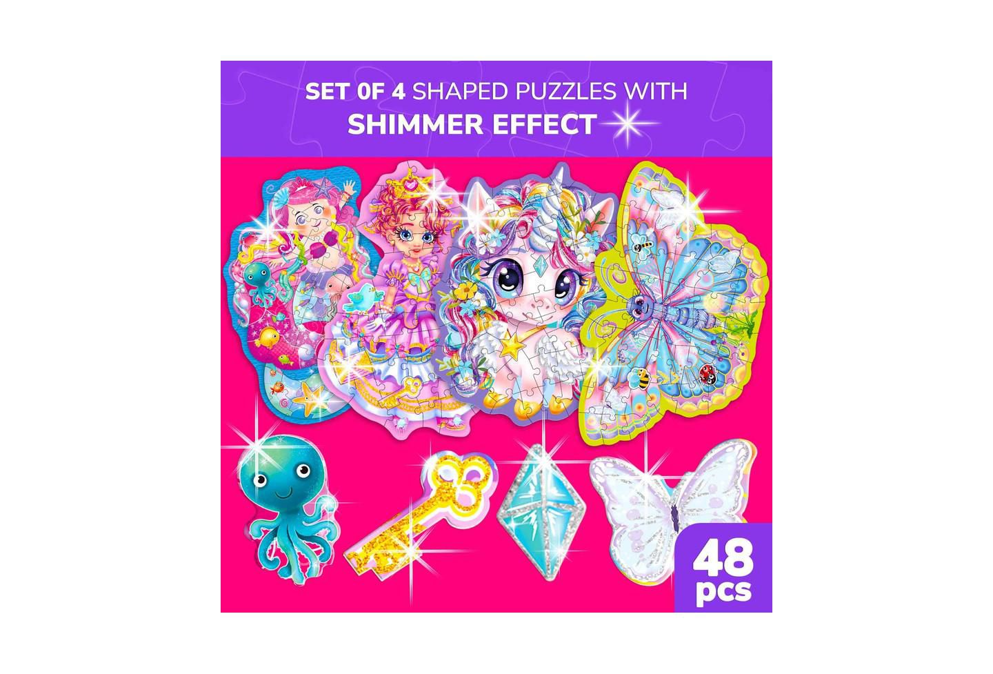 Детские игрушки Quokka Shimmer Puzzles 4-Pack, от 3 лет, цвет: Girl — фото 2