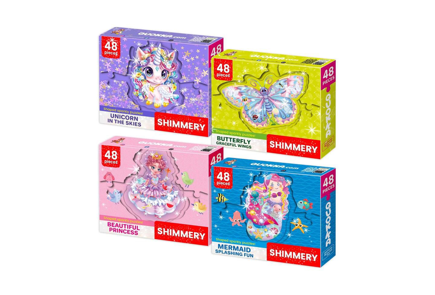 Детские игрушки Quokka Shimmer Puzzles 4-Pack, от 3 лет, цвет: Girl — фото 1