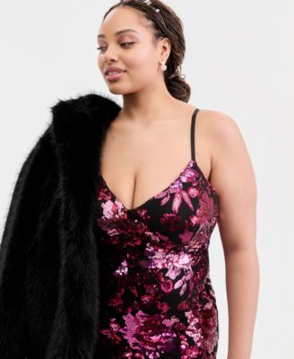 Trendy Plus Size Sequined Lace-Up-Back Gown