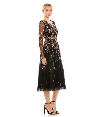 Women's Floral Embroidered A-Line Cocktail Dress