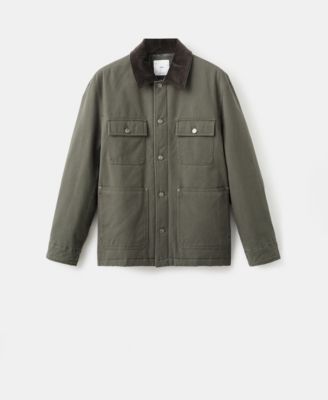 Men's Pockets And Corduroy Collar Jacket