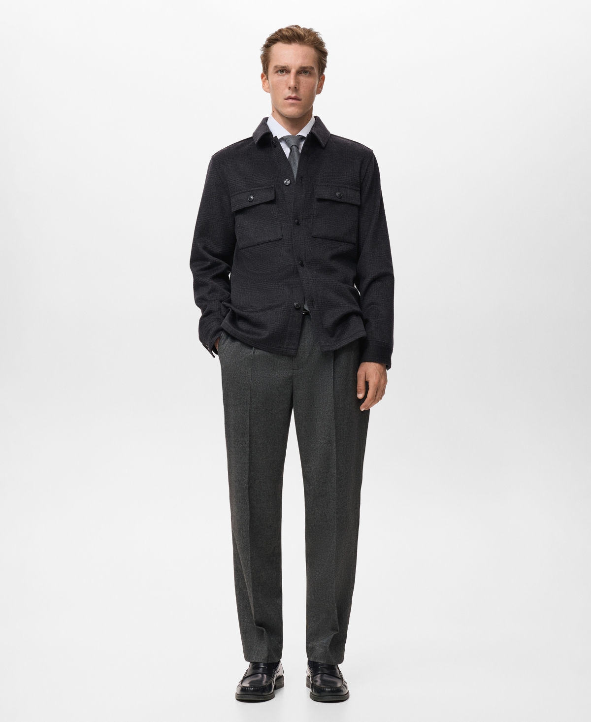 Mango Men's Wool-Blend Check Jacket