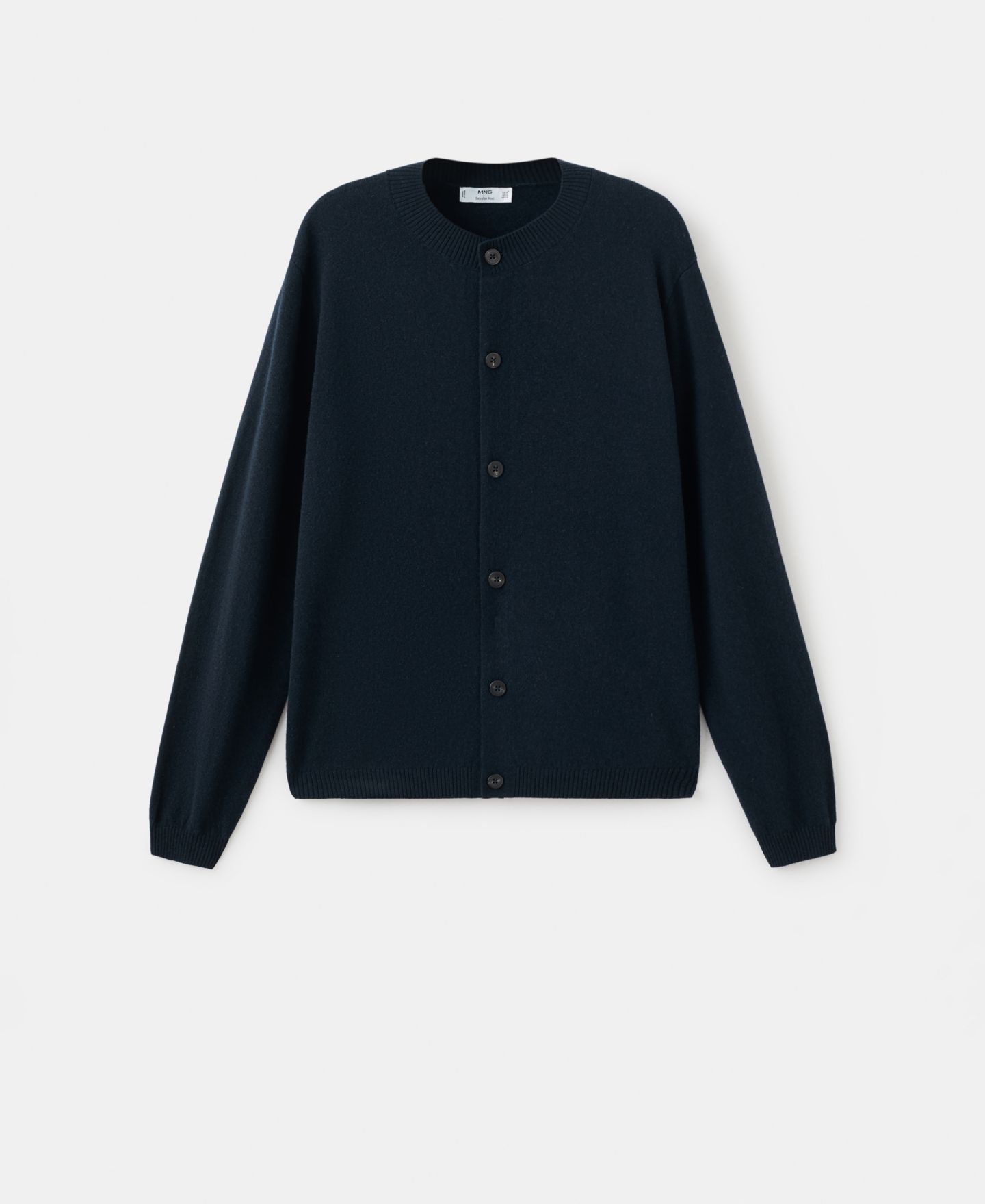 Мужской кардиган MANGO Extra-Fine Wool Buttons Cardigan, цвет: Тёмно-синий — фото 7