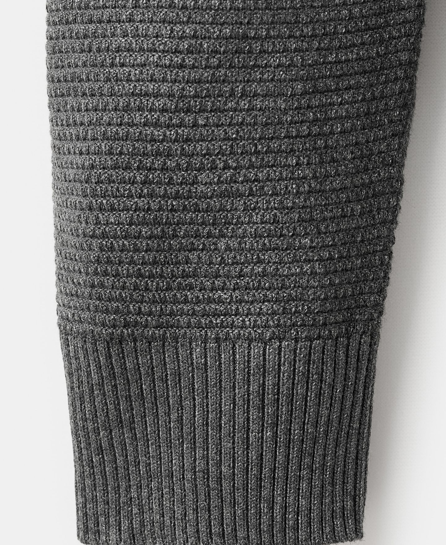 Мужской свитер MANGO Structured Perkins-Neck, цвет: Тёмный меланжевый серый — фото 6