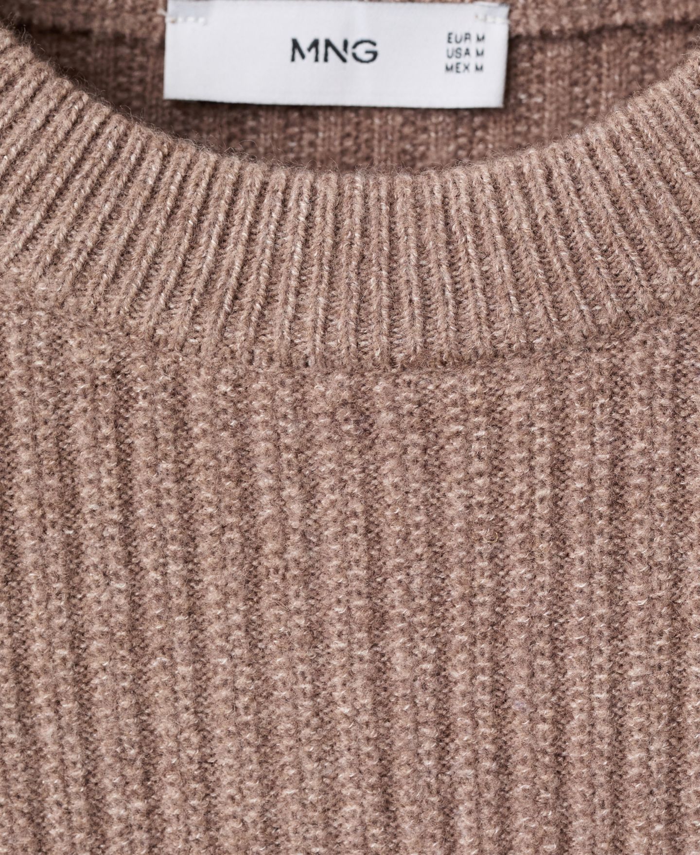 Мужской свитер MANGO Knitted Ribbed, цвет: Средний коричневый — фото 7