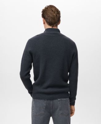 Men's Zip Neck Ribbed Sweater