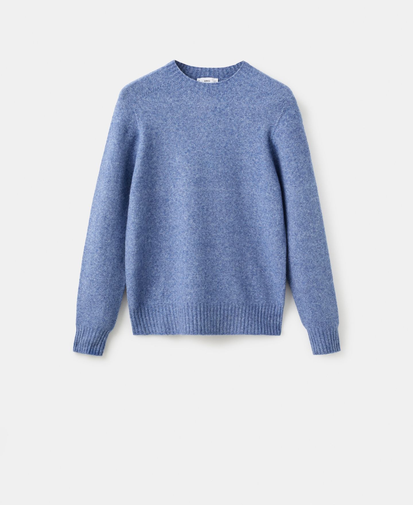 Мужской свитер MANGO Knitted Wool Blend, цвет: Синий — фото 6