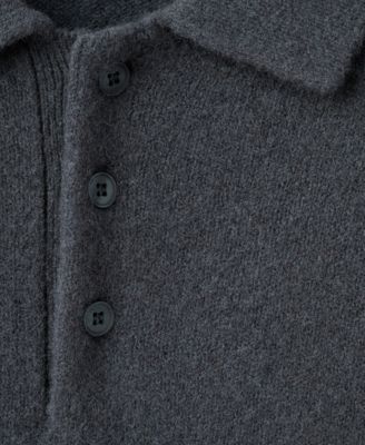 Men's Knitted Wool Blend Polo Sweater