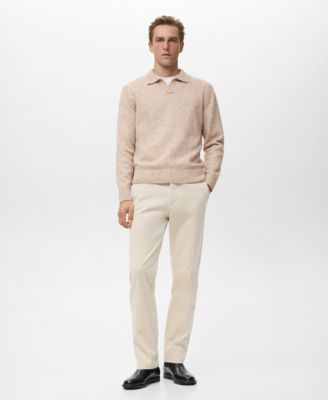 Men's Knitted Wool Blend Polo Sweater