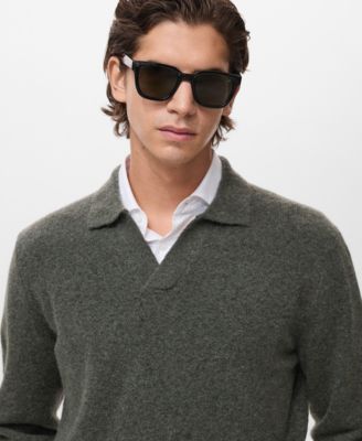 Men's Knitted Wool Blend Polo Sweater