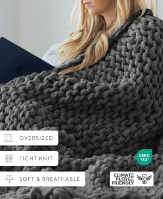 Oversized Chunky Hand-knit Throw, 59" x 47"