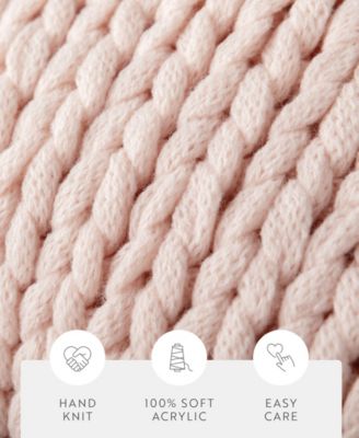 Oversized Chunky Hand-knit Throw, 59" x 47"