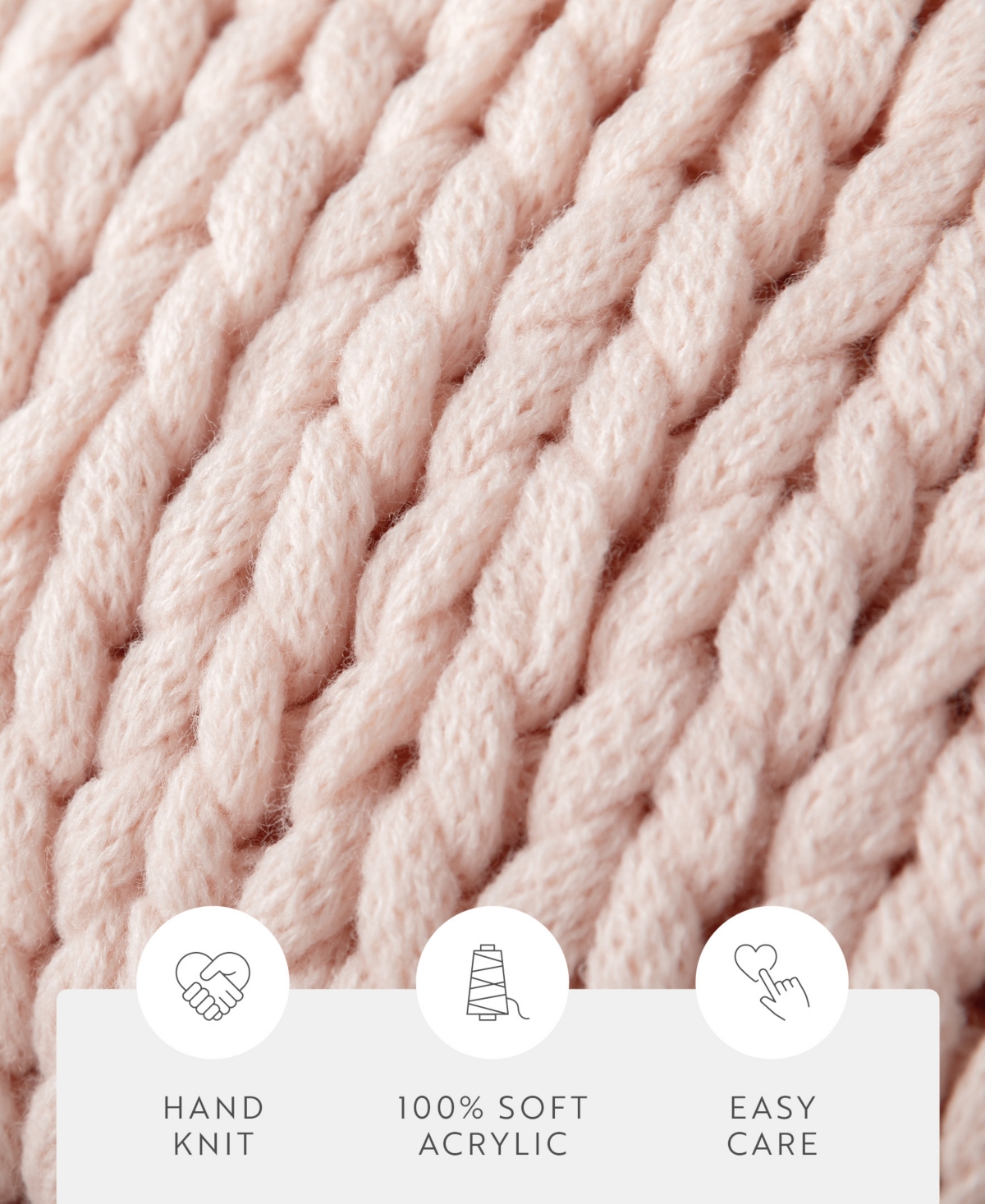 Ienjoy Home Eucalyptus Oversized Chunky Hand-knit Throw, 59" X 47" In Pink