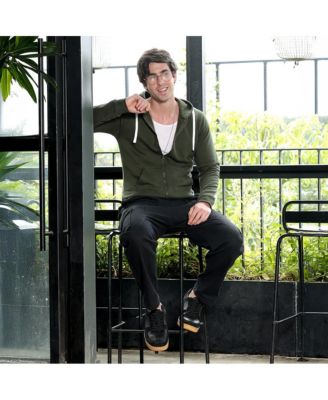 Men's Seaweed Green Zip-Front Regular Hoodie