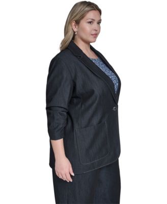 Plus Size Notch Collar Jacket