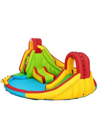 Kid's Inflatable Water Slide Bounce House with Climbing Wall and Pool Without Blower