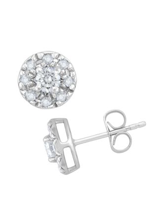 Diamond Round Shape Halo Stud Earrings (1/4 ct. t.w.) in 10k White Gold