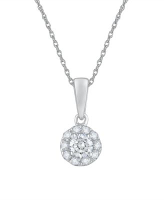 Diamond Round Shape Halo Pendant Necklace (1/4 ct. t.w.) in 10k White Gold
