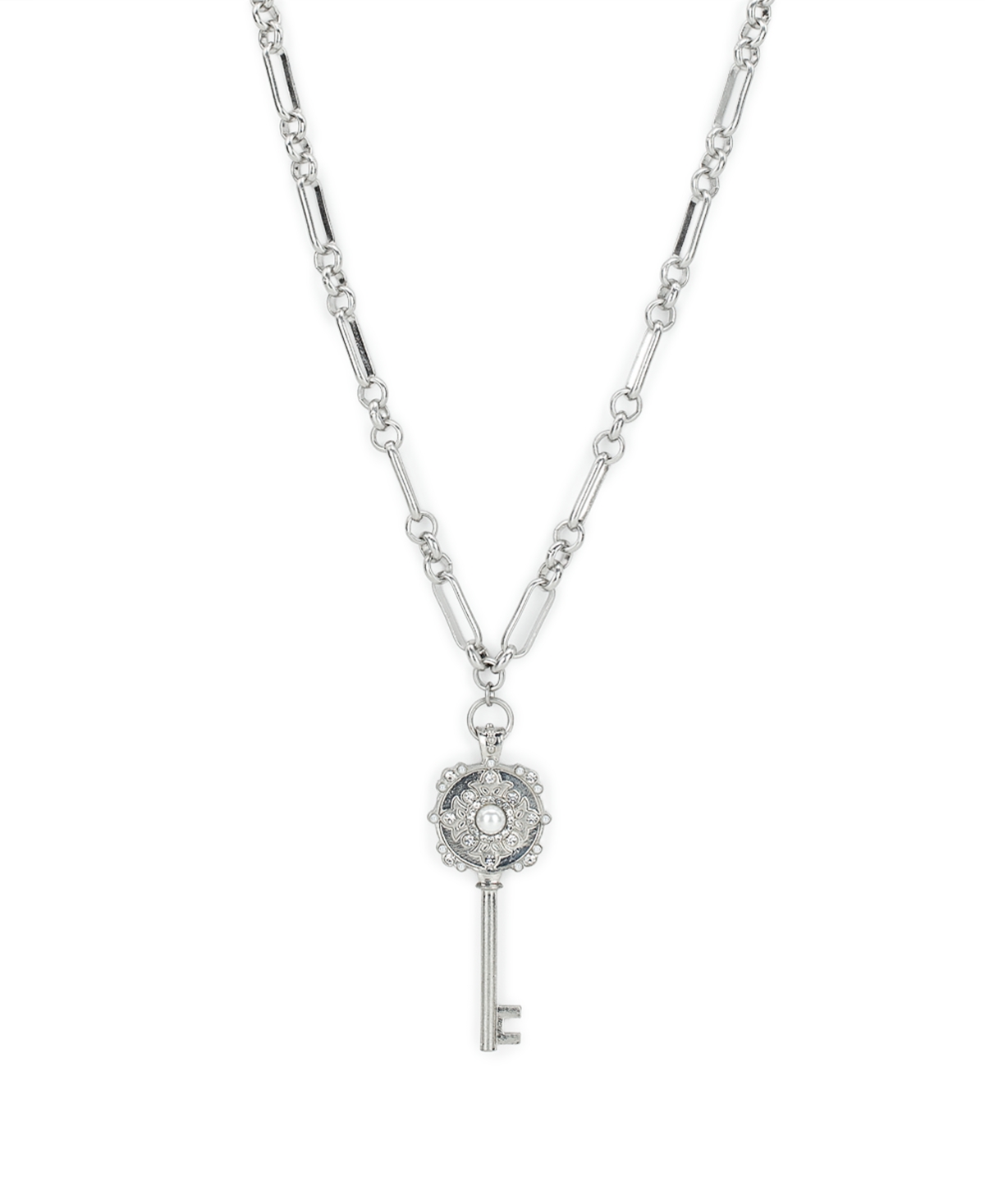 Patricia Nash Byzantine Collection Long Key Pendant Necklace In Metallic