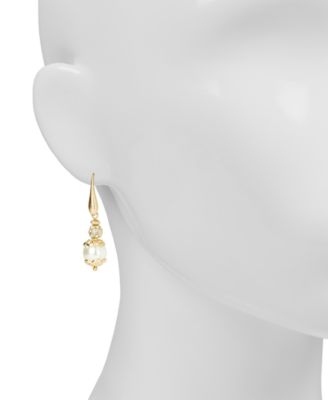 Wire Drop Glass Pearl Earrings