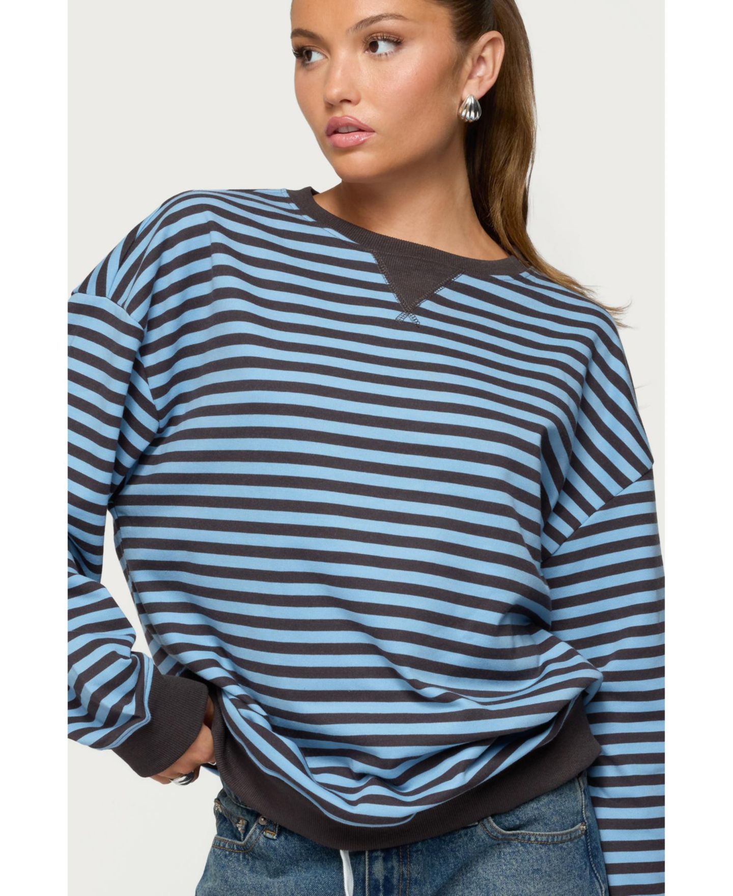 Женская толстовка Edikted Onda Striped, цвет: Синий — фото 2