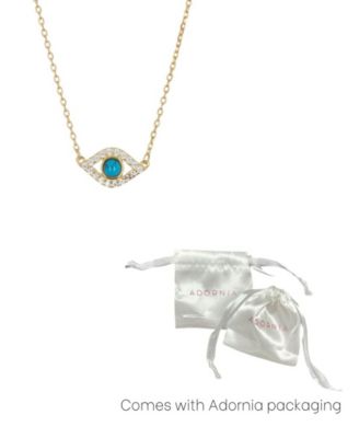 14k Gold-Plated Evil Eye Charm Pendant Necklace, 15" + 2" extender