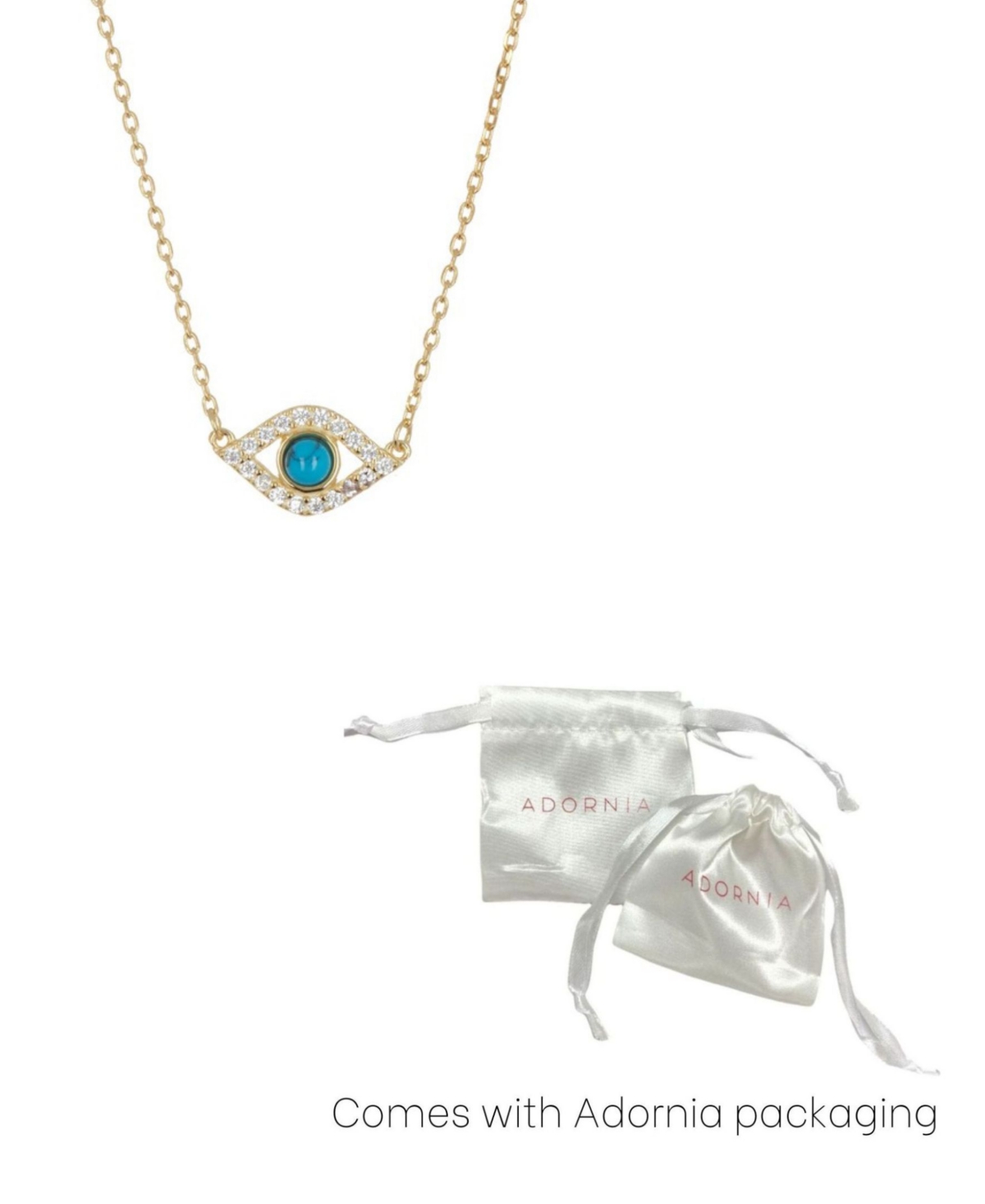 Adornia 14k Gold-Plated Evil Eye Charm Pendant Necklace, 15" + 2" extender