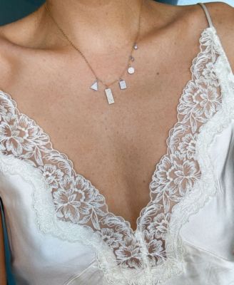 14k Gold-Plated Multi Shape Crystal Necklace, 16" + 2" extender