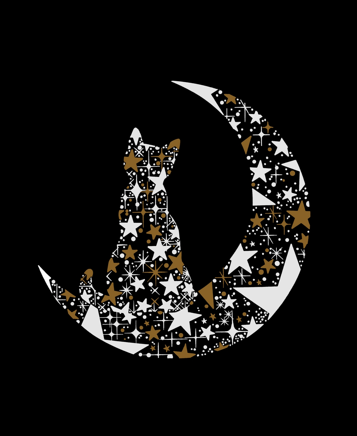 La Pop Art Women's Cat Sitting On Moon Premium Word Flowy Tank Top