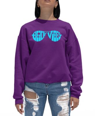 Women's Beach Vibes Word Art Crew Neck Sweatshirt