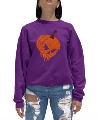 Women's Evil Pumpkin Word Art Crew Neck Sweatshirt