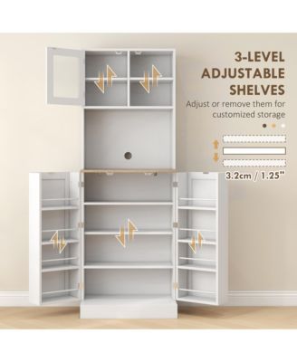 66.5" Kitchen Pantry Storage Cabinet with Microwave Sd,