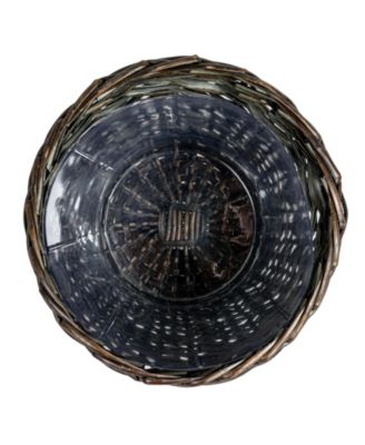 Handwoven Willow Waste Basket with Plastic Liner, Brown