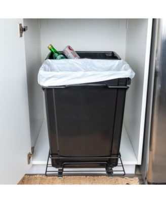 Glidez Steel Pull-Out Double 9 Gallon Plastic Trash Cans, Black
