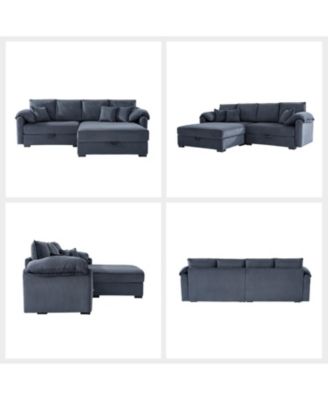 Brandee 2 - Piece Reversible Corduroy Sectional Sofa Chaise with Storage