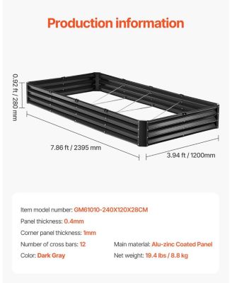 Metal Raised Garden Bed, Galvanized Outdoor Planter Box