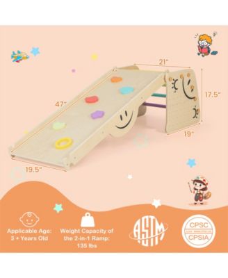 Wooden Climbing Toy Triangle Climber Set with Seesaw-Multicolor