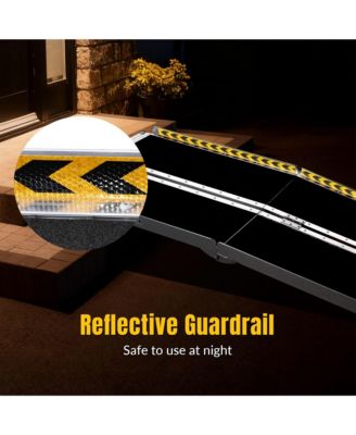 Portable Wheelchair Ramp Aluminum 5FT Folding Anti-slip 600LBS Capacity for Threshold Doorways