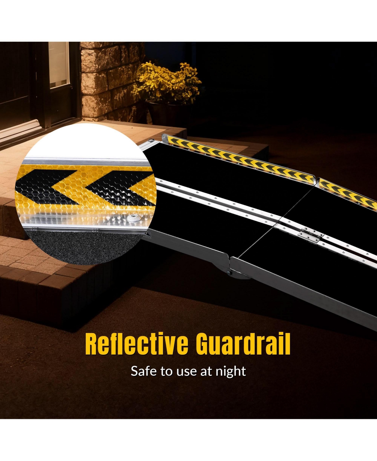 Yescom Portable Wheelchair Ramp Aluminum 5FT Folding Anti-slip 600LBS Capacity for Threshold Doorways