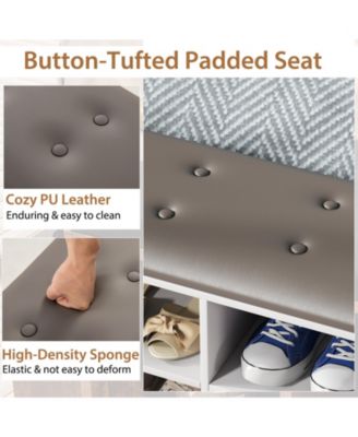 Shoe Storage Bench with Umbrella Holder and Adjustable Shelf