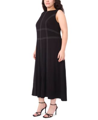 Plus Size Sleeveless Seamed Midi Dress