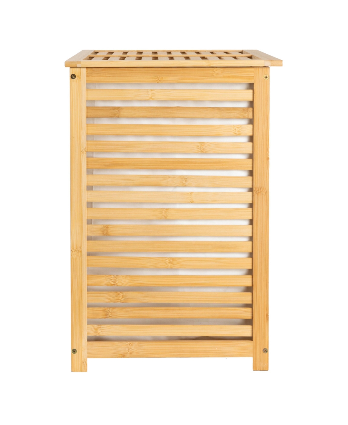 Household Essentials Bamboo and Cotton Double Laundry Sorter with Lid and Removable Cotton Bags
