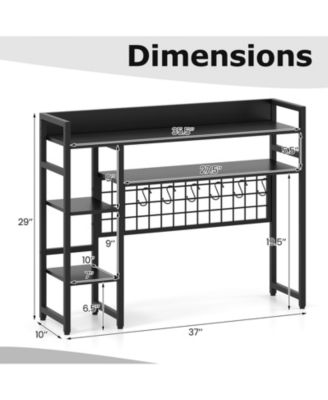 Desktop Organizer Rack with 4 Storage Tiers, Grid Wall Panel, and Hanging Hooks For Home Office or Study