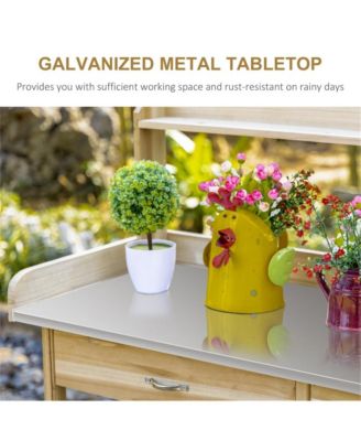 Wooden Potting Bench with Open Shelf Storage for Gardening Needs