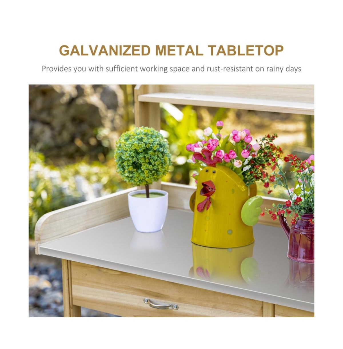 Slickblue Wooden Potting Bench with Open Shelf Storage for Gardening Needs