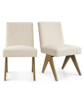 3-Piece Round Dining Table Set for 2, Small Kitchen Table with Rubberwood Legs and Upholstered Chairs for Apartment or Nook