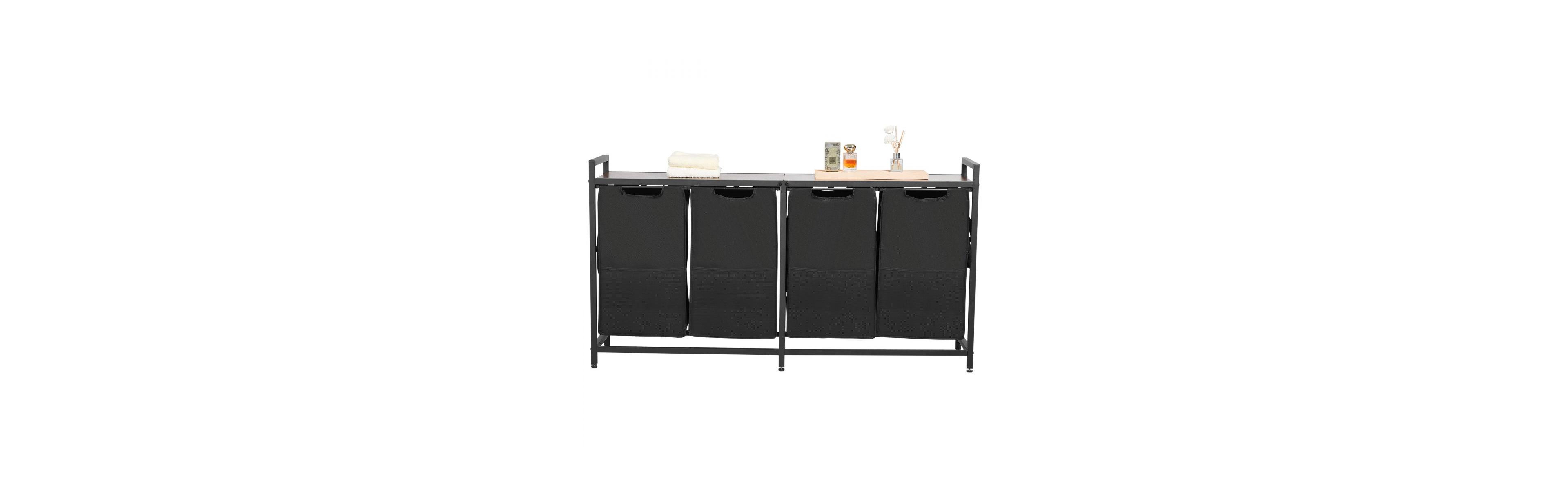 Laundry Sorter Cart with 4 Bags, Metal Frame, and Wood Top
