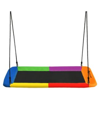 60 Inches Platform Tree Swing Outdoor with 2 Hanging Straps-Multicolor