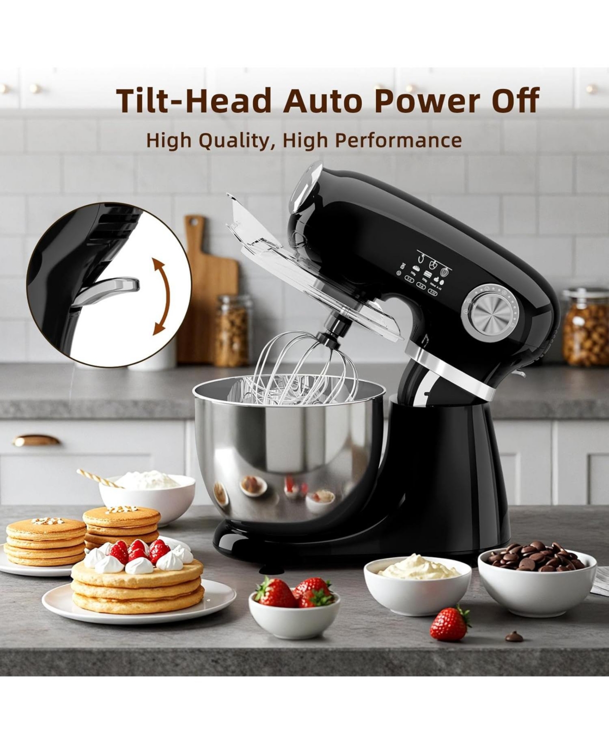 Cowsar Stand Mixer, 12 Speeds Tilt-Head Electric Commercial Stand Mixer, 3-In-1 Kitchen Mixer with Bowl, Dough Hook