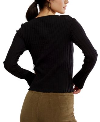 Women's Button-Front Long-Sleeve Top